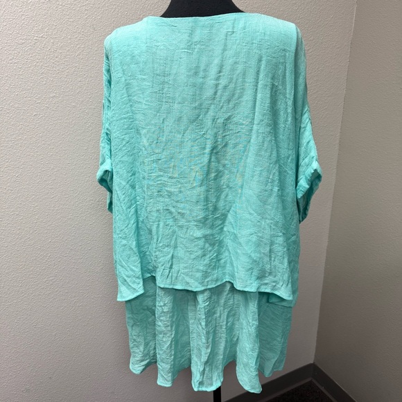Umgee XL Mint Green Layered Tunic Boho Flowy Oversized Top - Picture 4 of 8